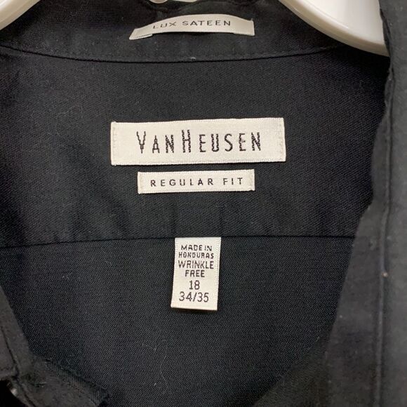 Van Heusen size 18 (34/35) regular fit lux sateen black button up shirt - Picture 3 of 5